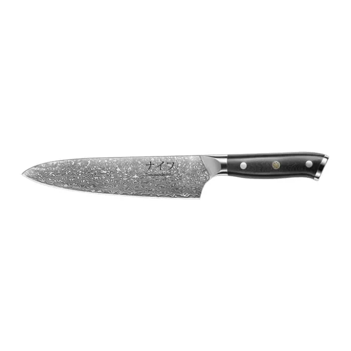 Damascus by Hâws Kokkekniv L 21 cm - Rustfrit stål/G10 komposit - Sort