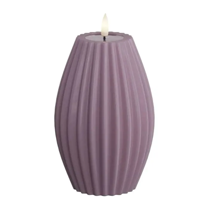 Deluxe Homeart Flame LED Rillelys Ø 10 x H 15 cm - Stearin - Lilla
