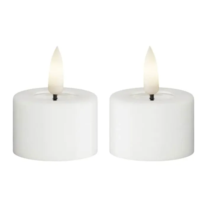 Deluxe Homeart Fyrfadslys - 2 stk Ø 4,1 x H 5,5 - Stearin - Hvid