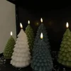 Deluxe Homeart Juletræ LED Lys Ø 10,5 x H 18 cm - Stearin - Lys grøn