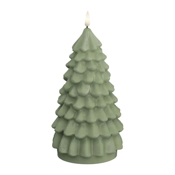 Deluxe Homeart Juletræ LED Lys Ø 10,5 x H 18 cm - Stearin - Lys grøn