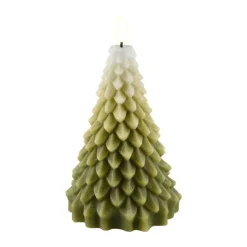 Deluxe Homeart Juletræ LED Lys Ø 10 x H 16 cm - Stearin - Hvid/grøn