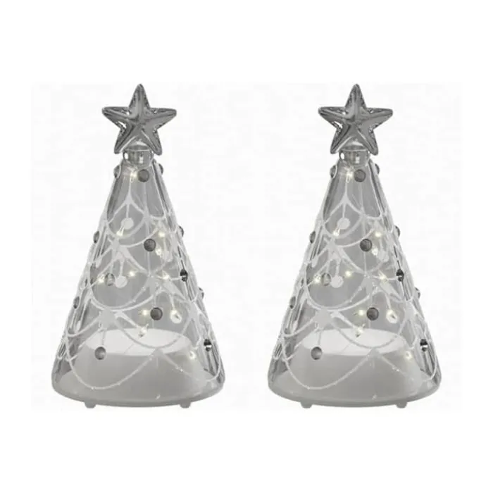 Deluxe Homeart LED Juletræ - 2 stk. H 9 cm - Glas - Klar
