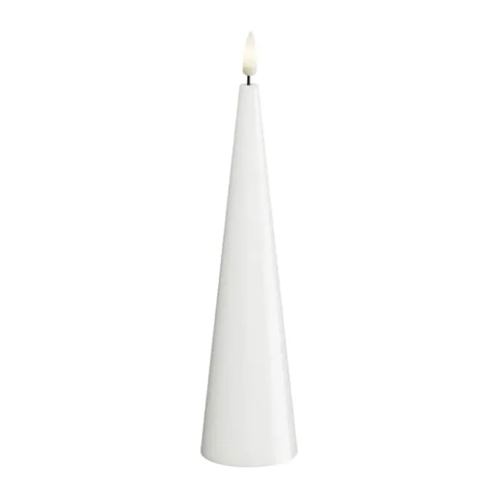 Deluxe Homeart LED Keglelys H 20 cm - Hvid