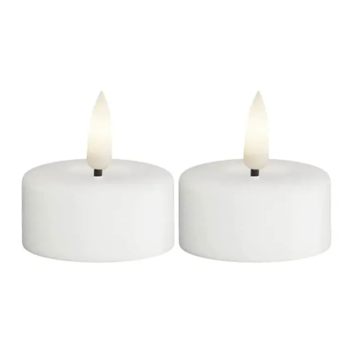 Deluxe Homeart LED Mini Fyrfadslys - 2 stk. Ø 3,5 cm - Stearin - Hvid
