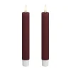 Deluxe Homeart Real Flame LED Kronelys - 2 stk. H 15 cm - Stearin - Bordeaux