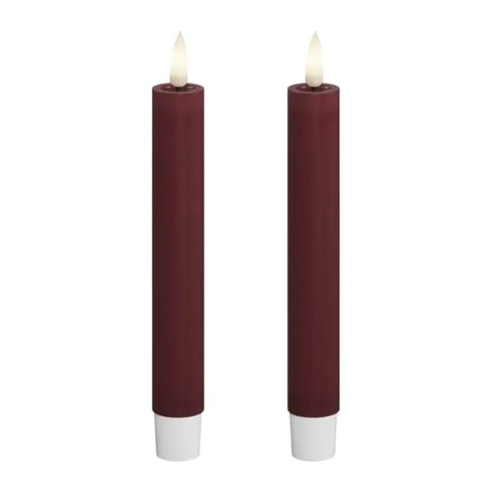 Deluxe Homeart Real Flame LED Kronelys - 2 stk. H 15 cm - Stearin - Bordeaux
