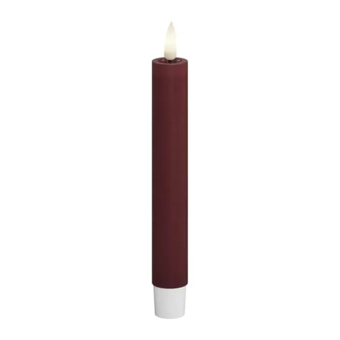 Deluxe Homeart Real Flame LED Kronelys - 2 stk. H 15 cm - Stearin - Bordeaux