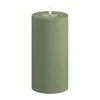 Deluxe Homeart Real Flame LED Udendørs Bloklys Ø 10 x H 20 cm - Plastik/resin - Støvet Grøn