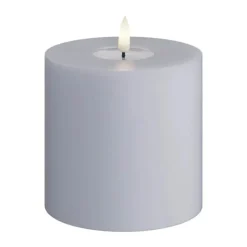 Deluxe Homeart Real Flame LED Bloklys Ø 10 x H 10 cm - Stearin/resin - Dust blue