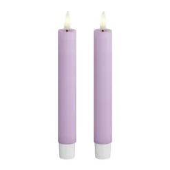 Deluxe Homeart Real Flame LED Kronelys - 2 stk. Ø 2,2 x H 15 cm - Stearin - Lavendel