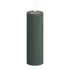 Deluxe Homeart Real Flame LED Bloklys Ø 5 x H 15 cm - Stearin/resin - Jade green