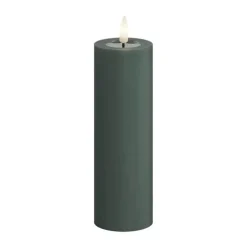 Deluxe Homeart Real Flame LED Bloklys Ø 5 x H 15 cm - Stearin/resin - Jade green