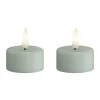 Deluxe Homeart Real Flame LED Fyrfadslys - 2 stk. Ø 4 cm - Salvie green