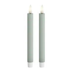 Deluxe Homeart Real Flame LED Kertelys - 2 stk. H 14 cm - Stearin - Salvie