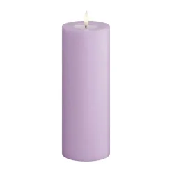 Deluxe Homeart Real Flame LED Bloklys Ø 7,5 x H 20 cm - Stearin/resin - Lavendel
