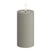 Deluxe Homeart Real Flame LED Bloklys Ø 5 x H 10 cm - Stearin/resin - Sand