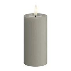 Deluxe Homeart Real Flame LED Bloklys Ø 5 x H 10 cm - Stearin/resin - Sand