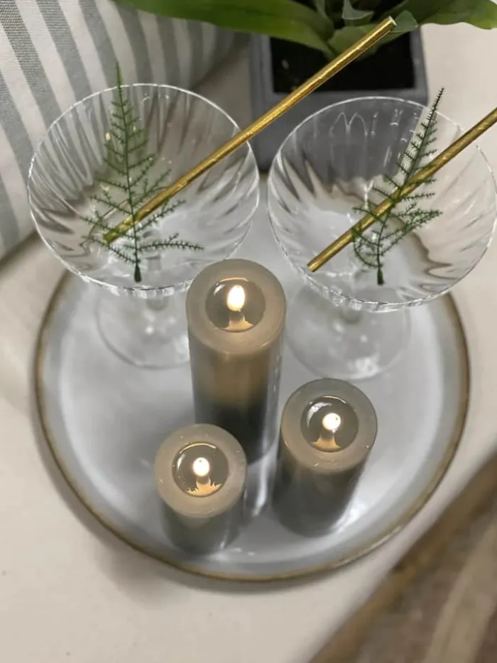 Deluxe Homeart Real Flame LED Bloklys Ø 5 x H 10 cm - Stearin/resin - Sand