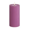 Deluxe Homeart Real Flame LED Bloklys Ø 7,5 x H 15 cm - Stearin/resin - Magenta