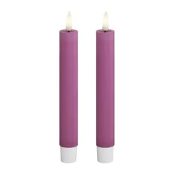 Deluxe Homeart Real Flame LED Kronelys - 2 stk. Ø 2,2 x H 15 cm - Stearin - Magenta