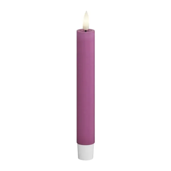 Deluxe Homeart Real Flame LED Kronelys - 2 stk. Ø 2,2 x H 15 cm - Stearin - Magenta