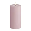 Deluxe Homeart Real Flame LED Bloklys Ø 7,5 x H 15 cm - Stearin/resin - Lys Rosa
