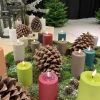 Deluxe Homeart Real Flame LED Udendørs Bloklys Ø 7,5 x H 15 cm - Plastik/resin - Bordeaux