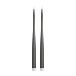 Deluxe Homeart Real Flame LED Kertelys - 2 stk. H 38 cm - Stearin - Grå