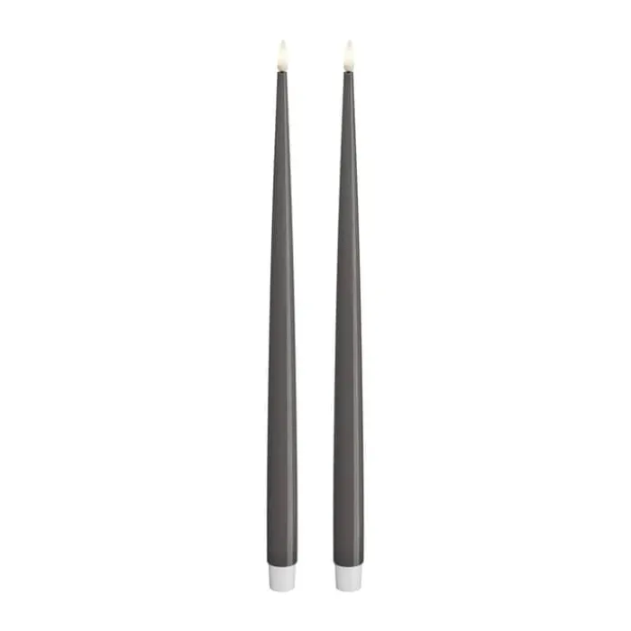 Deluxe Homeart Real Flame LED Kertelys - 2 stk. H 38 cm - Stearin - Grå