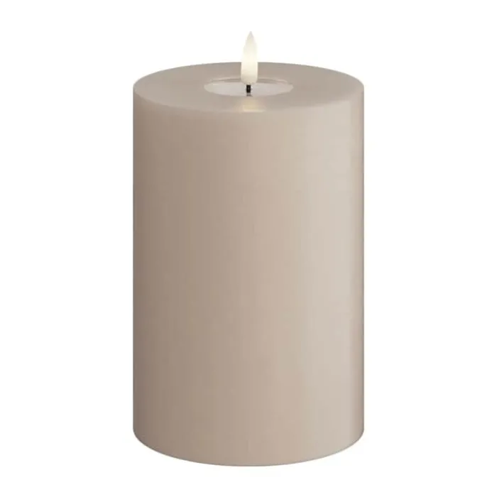 Deluxe Homeart Real Flame LED Bloklys Ø 10 x H 15 cm - Stearin/resin - Rose
