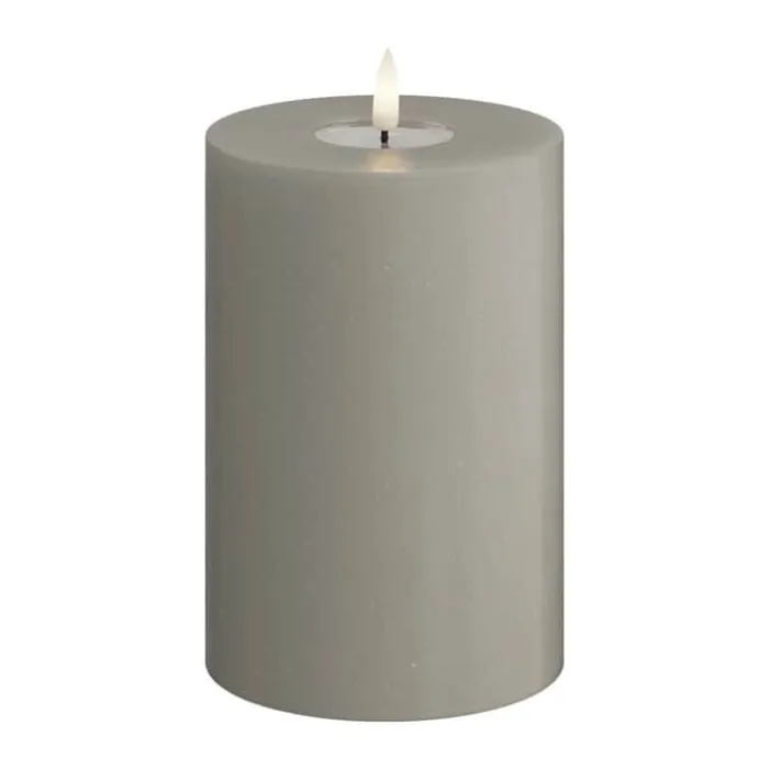 Deluxe Homeart Real Flame LED Bloklys Ø 10 x H 15 cm - Stearin/resin - Sand