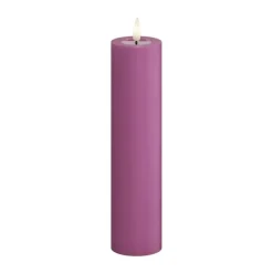 Deluxe Homeart Real Flame LED Bloklys Ø 5 x H 20 cm - Stearin/resin - Magenta