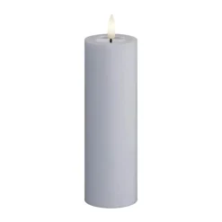 Deluxe Homeart Real Flame LED Bloklys Ø 5 x H 15 cm - Stearin/resin - Dust blue