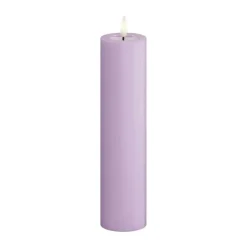 Deluxe Homeart Real Flame LED Bloklys Ø 5 x H 20 cm - Stearin/resin - Lavendel