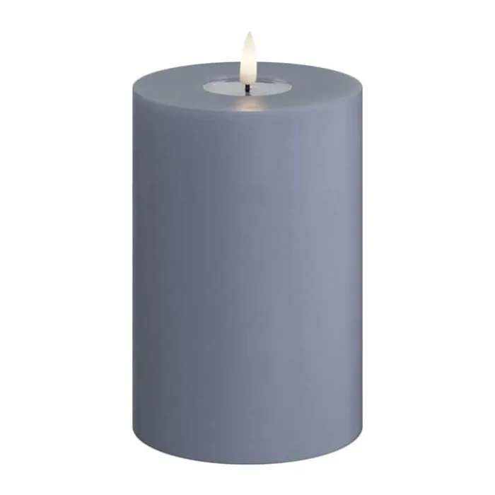 Deluxe Homeart Real Flame LED Bloklys Ø 10 x H 15 cm - Stearin/resin - Ice blue
