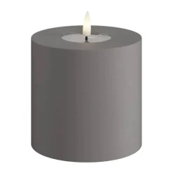 Deluxe Homeart Real Flame LED Udendørs Bloklys Ø 10 x H 10 cm - Plastik/resin - Grå
