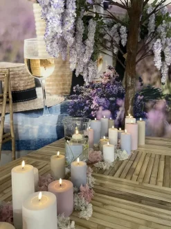 Deluxe Homeart Real Flame LED Udendørs Bloklys Ø 10 x H 15 cm - Plastik/resin - Hvid