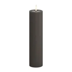 Deluxe Homeart Real Flame LED Bloklys Ø 5 x H 20 cm - Stearin/resin - Mokka