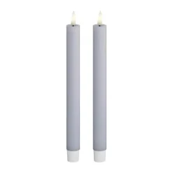Deluxe Homeart Real Flame LED Kronelys - 2 stk. Ø 2,2 x H 24 cm - Dust blue
