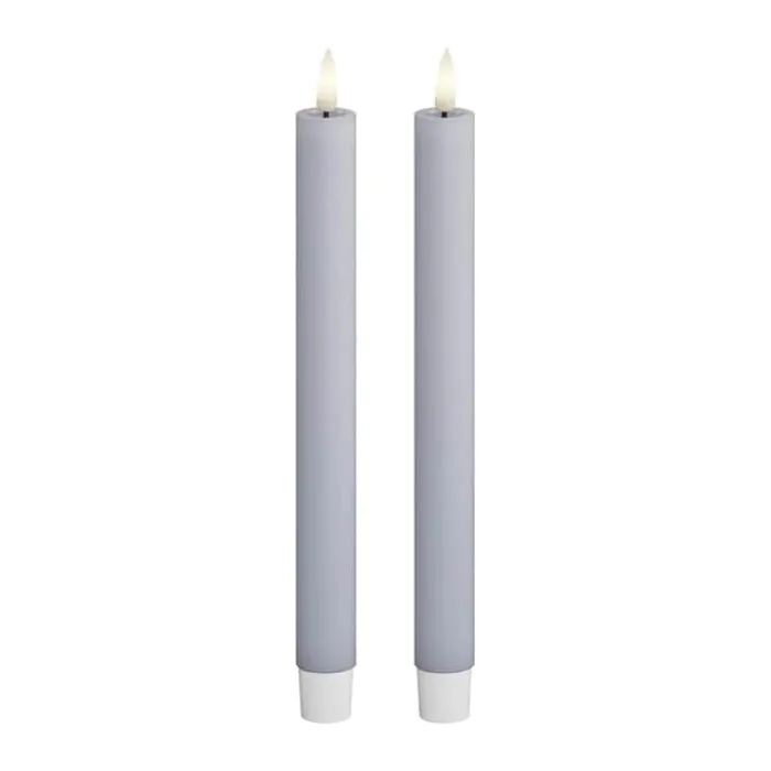 Deluxe Homeart Real Flame LED Kronelys - 2 stk. Ø 2,2 x H 24 cm - Dust blue