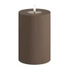 Deluxe Homeart Real Flame LED Udendørs Bloklys Ø 10 x H 15 cm - Plastik/resin - Karamel