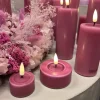 Deluxe Homeart Real Flame LED Fyrfadslys - 2 stk. Ø 4,1 x H 4,5 cm - Stearin - Magenta