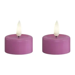 Deluxe Homeart Real Flame LED Fyrfadslys - 2 stk. Ø 4,1 x H 4,5 cm - Stearin - Magenta