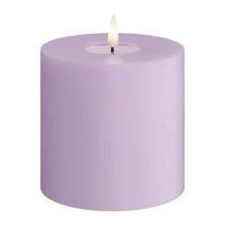 Deluxe Homeart Real Flame LED Bloklys Ø 10 x H 10 cm - Stearin/resin - Lavendel