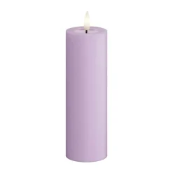 Deluxe Homeart Real Flame LED Bloklys Ø 5 x H 15 cm - Stearin/resin - Lavendel