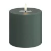 Deluxe Homeart Real Flame LED Bloklys Ø 10 x H 10 cm - Stearin/resin - Jade green