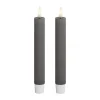 Deluxe Homeart Real Flame LED Kronelys H 15 cm - Stearin - Grå