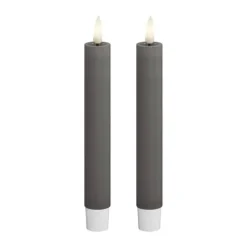 Deluxe Homeart Real Flame LED Kronelys H 15 cm - Stearin - Grå