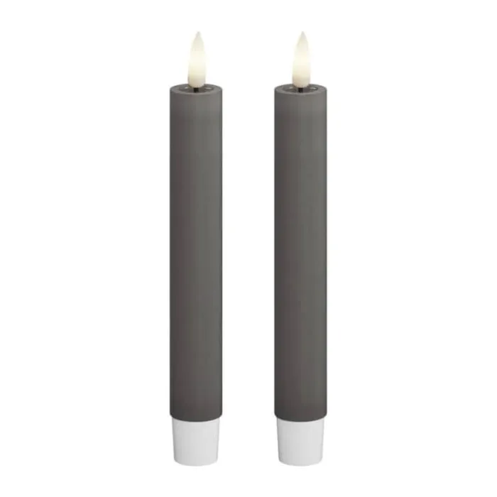 Deluxe Homeart Real Flame LED Kronelys H 15 cm - Stearin - Grå